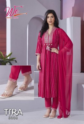 We by Tira heavy soft reyon with silver line kurti pant and dupatta catalogue at wholesale price readymade suit catalogs