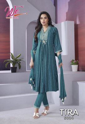 We by Tira heavy soft reyon with silver line kurti pant and dupatta catalogue at wholesale price readymade suit catalogs