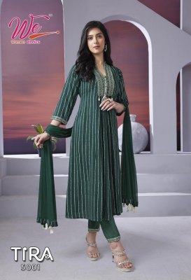 We by Tira heavy soft reyon with silver line kurti pant and dupatta catalogue at wholesale price readymade suit catalogs