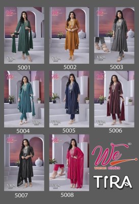 We by Tira heavy soft reyon with silver line kurti pant and dupatta catalogue at wholesale price readymade suit catalogs