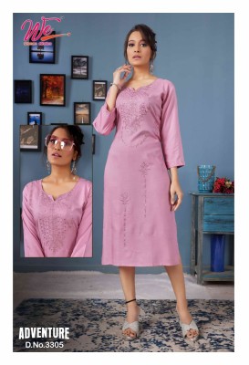 We women ethnic a brand of kurtis by adventure pure reyon straight kurti catalog at wholesale rate kurtis catalogs