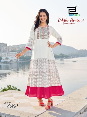 White House vol.2 by Blue Hills Long Gown Style Flared Kurti Pant and Dupatta catalogue at affordable rate kurtis catalogs