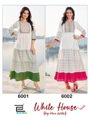 White House vol.2 by Blue Hills Long Gown Style Flared Kurti Pant and Dupatta catalogue at affordable rate kurtis catalogs