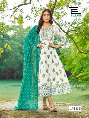 White House vol 4 by Blue Hills Anarkali Foil Printed Gown with Dupatta Catalogue at low price gown catalogs