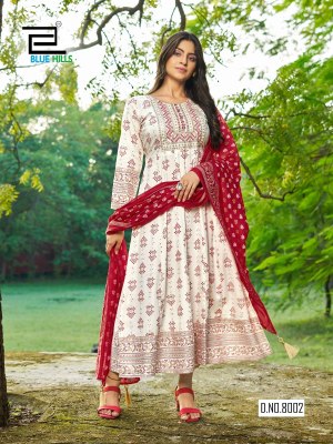 White House vol 4 by Blue Hills Anarkali Foil Printed Gown with Dupatta Catalogue at low price gown catalogs