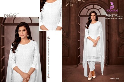 White vol 2 by Poonam designer reyon chikan work readymade suit collection  readymade suit catalogs