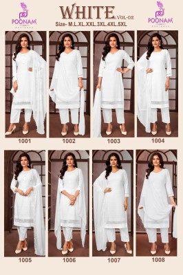 White vol 2 by Poonam designer reyon chikan work readymade suit collection  readymade suit catalogs