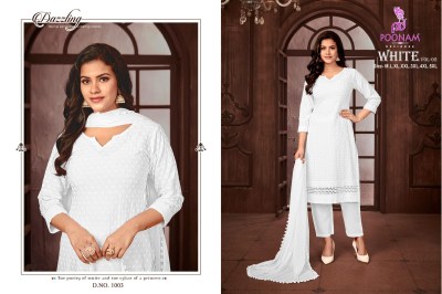 White vol 2 by Poonam designer reyon chikan work readymade suit collection  readymade suit catalogs