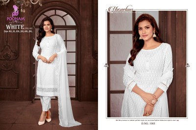 White vol 2 by Poonam designer reyon chikan work readymade suit collection  readymade suit catalogs