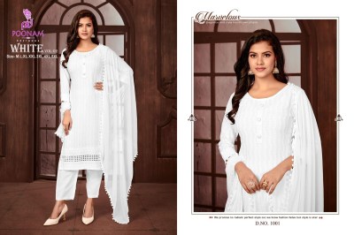 White vol 2 by Poonam designer reyon chikan work readymade suit collection  readymade suit catalogs