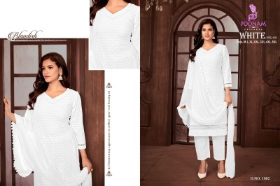 White vol 2 by Poonam designer reyon chikan work readymade suit collection  readymade suit catalogs