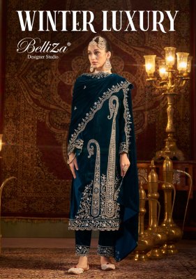 Winter Luxury by Belliza Pure Velvet Heavy Embroidered Unstitched Pakistani suit catalogue pakistani suit catalogs