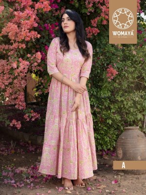 Womaya by vibrance 2 4layer pure cotton gown with handwork gown catalogue at affordable rate gown catalogs