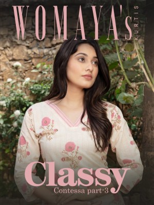 Womayas by Classy 3 cotton cambric handwork fancy kurti pant and dupatta catalogue at low rate Womayas