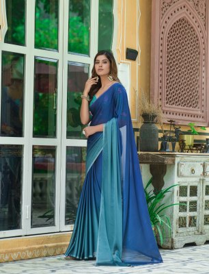 Women siroski work color padding chiffon saree with sequins work printed blouse sarees