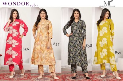 Wondor vol 1 by Moksh Premium reyon Printed Kurti wirh bottom with pocket catalogue kurtis catalogs