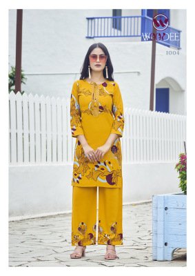 Woodee Belliza Premium Rayon Printed Top And Bottom Co ords Set with Functional Side Pocket Wholesale co ord set catalogs