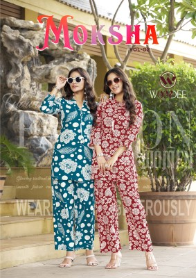 Woodee Moksha Vol 2 Premium heavy Reyon Print With Side Pocket With Liva  Co Ord  Set  Wholesale  wholesale catalogs