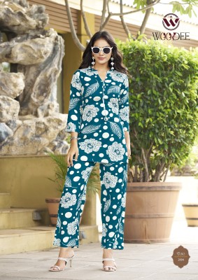 Woodee Moksha Vol 2 Premium heavy Reyon Print With Side Pocket With Liva  Co Ord  Set  Wholesale  co ord set catalogs