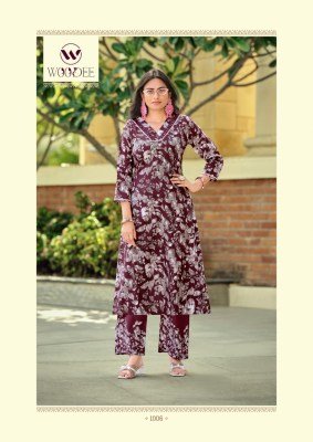 Woodee Pavitra Premium A Line Co ord Set in Liva Rayon with Hand Mirror Work And Lace Detailing Wholesale  co ord set catalogs