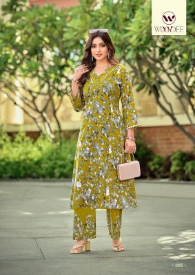 Woodee Pavitra Premium A Line Co ord Set in Liva Rayon with Hand Mirror Work And Lace Detailing Wholesale  co ord set catalogs