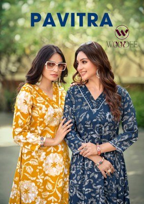 Woodee Pavitra Premium A Line Co ord Set in Liva Rayon with Hand Mirror Work And Lace Detailing Wholesale  co ord set catalogs