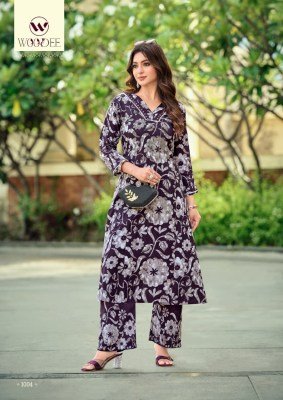 Woodee Pavitra Premium A Line Co ord Set in Liva Rayon with Hand Mirror Work And Lace Detailing Wholesale  co ord set catalogs