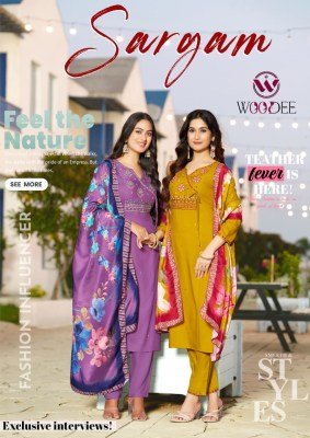 Woodee Sargam Premium Rayon Muslin Top with Plazzo Pant Digital Print Thread And Hand Work And Wholesale wholesale catalogs