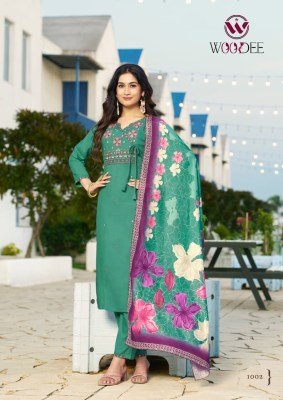 Woodee Sargam Premium Rayon Muslin Top with Plazzo Pant Digital Print Thread And Hand Work And Wholesale kurtis catalogs