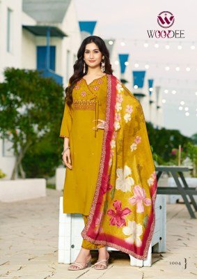 Woodee Sargam Premium Rayon Muslin Top with Plazzo Pant Digital Print Thread And Hand Work And Wholesale kurtis catalogs