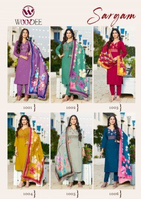 Woodee Sargam Premium Rayon Muslin Top with Plazzo Pant Digital Print Thread And Hand Work And Wholesale kurtis catalogs