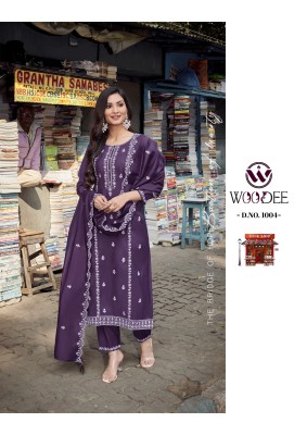 Woodee Victoria Roman Silk Kurti Pant Dupatta Set Collection  readymade suit catalogs