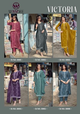 Woodee Victoria Roman Silk Kurti Pant Dupatta Set Collection  readymade suit catalogs