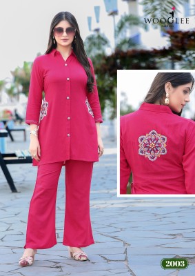 Wooglee Elina Cotton Print And Handwork Co-ord Set Wholesale  co ord set catalogs