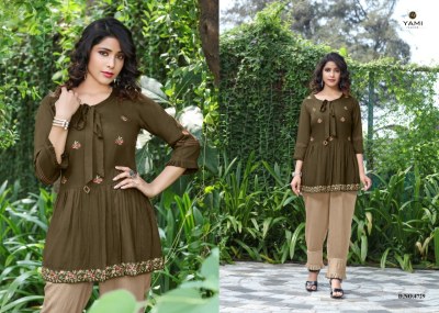 Yami fashion by code lunch reyon with multi work top with pant catalogue at wholesale price western wear catalogs