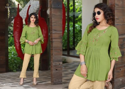 Yami fashion by code lunch reyon with multi work top with pant catalogue at wholesale price western wear catalogs