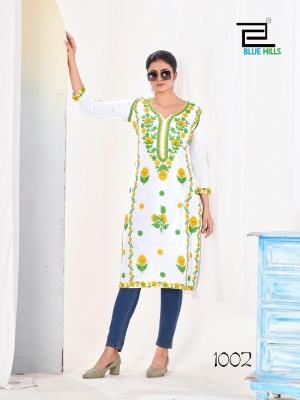 Yamini by Blue Hills Heavy Reyon fancy embroidered work fancy kurti catalogue at low rate kurtis catalogs