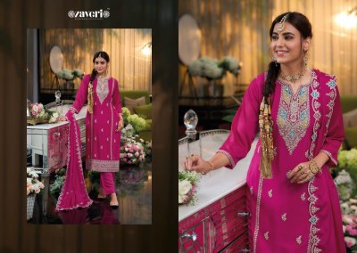 Yasmine 2 by Zaveri heavy chinon embroidered designer suit catalogue at affordable rate readymade suit catalogs