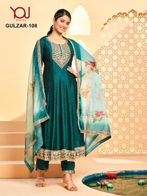 You by Gulzaar heavy vichitra silk designer embroidered  anarkali suit catalogue readymade suit catalogs