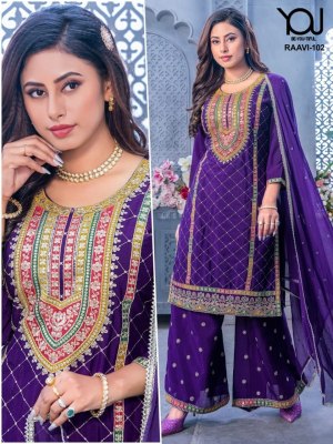 You by Raavi heavy chinon embroidered sharara suit catalogue at low price fancy sharara suit Catalogs