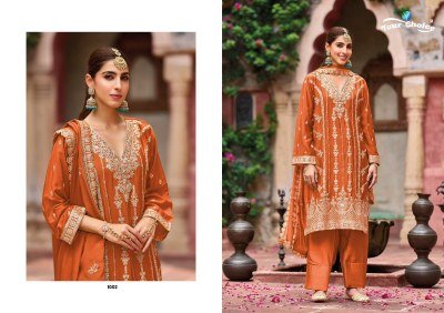 Your Choice Farasi Silver Heavy Chinon Silk Designer Suit Set  Top  Bottom  and Dupatta with Dull Santoon Inner Wholesale kurtis catalogs
