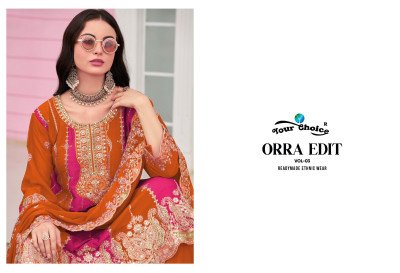 Your Choice Orra Edit 3 Designer Heavy Chinon Salwar Suit with Inner Santoon Wholesale kurtis catalogs