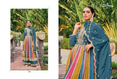 Your choice by Only semi pure chinon multi color fancy sharara suit catalogue at low rate  readymade suit catalogs