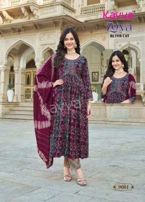 ZOYA VOL 9 by Kavya heavy quality Rayon foil print top bottom and dupatta catalogue at low price readymade suit catalogs