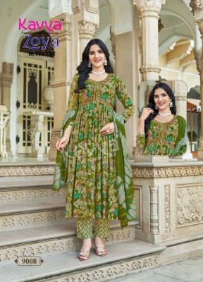 ZOYA VOL 9 by Kavya heavy quality Rayon foil print top bottom and dupatta catalogue at low price readymade suit catalogs