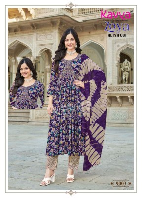 ZOYA VOL 9 by Kavya heavy quality Rayon foil print top bottom and dupatta catalogue at low price readymade suit catalogs