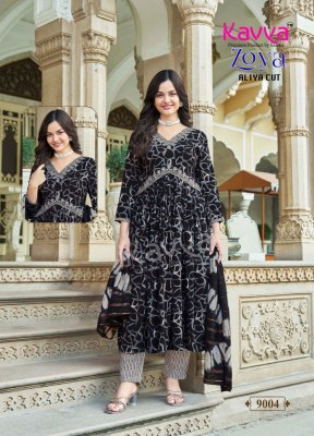 ZOYA VOL 9 by Kavya heavy quality Rayon foil print top bottom and dupatta catalogue at low price readymade suit catalogs