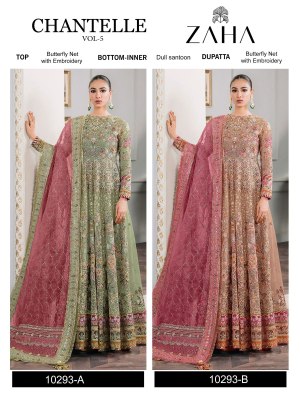 Zaha by Chantelle vol 5 D No 10293 AB embroidered unstitched anarkali suit catalogue fancy Anarkali suit catalogs