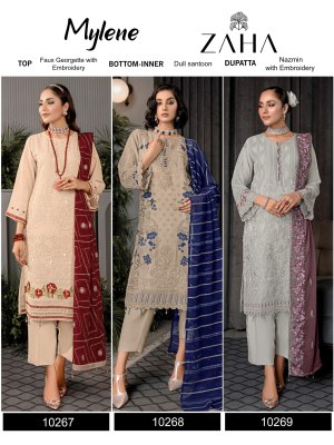 Zaha by Mylene vol 1 georgette with heavy embroidered unstitched suit catalogue pakistani suit catalogs