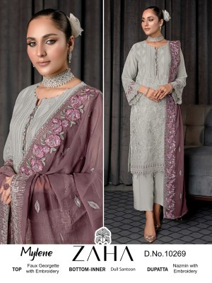 Zaha by Mylene vol 1 georgette with heavy embroidered unstitched suit catalogue pakistani suit catalogs